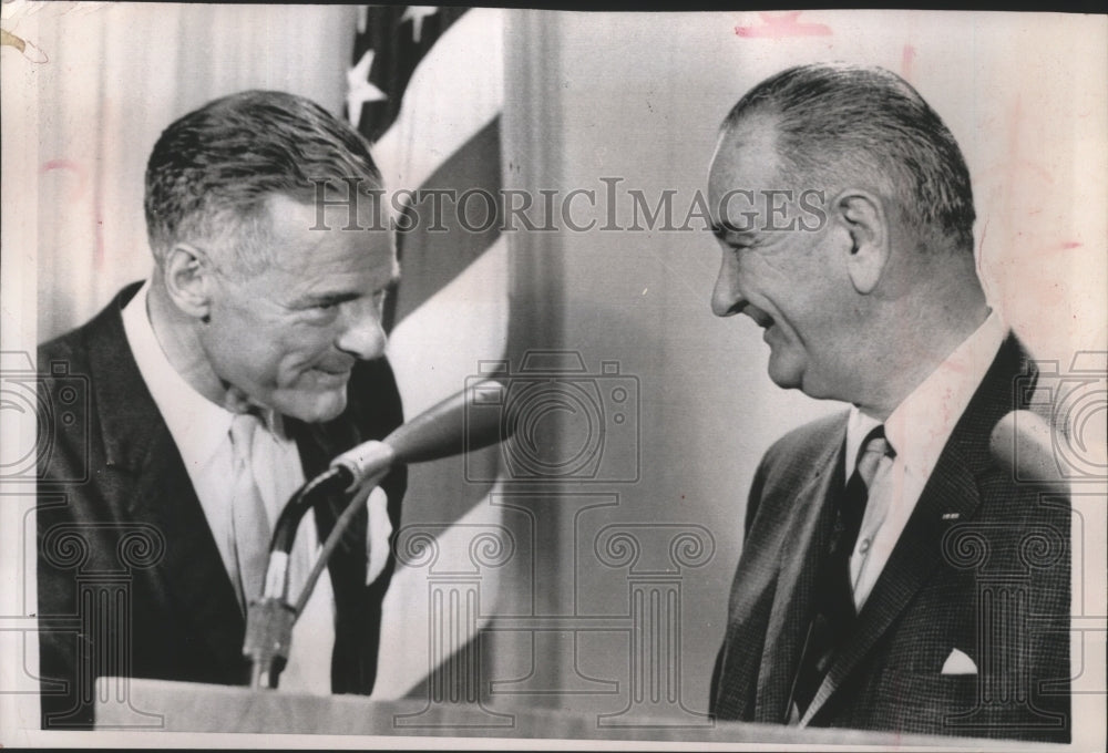 1964 Press Photo Ambassador Henry Cabot Lodge With President Johnson- Historic Images