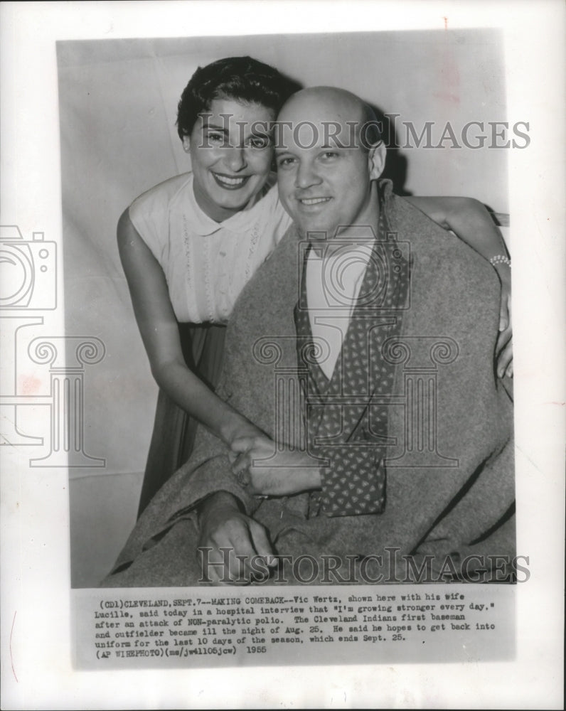 1955 Press Photo Vic Wertz, of the Cleveland Indians recovers from polio.- Historic Images