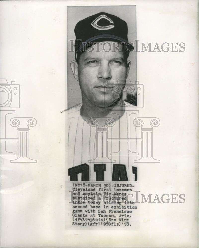 1958 Press Photo Vic Wertz, Cleveland first baseman, Tucson, Arizona.- Historic Images