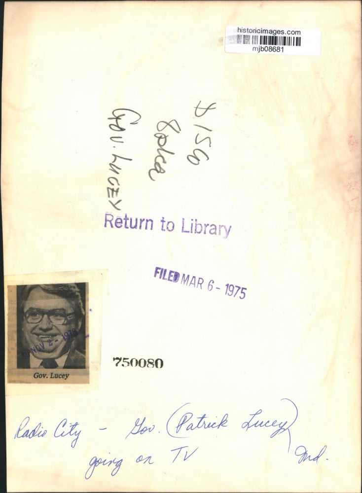 1975 Press Photo Governor Lucey on television - mjb08681