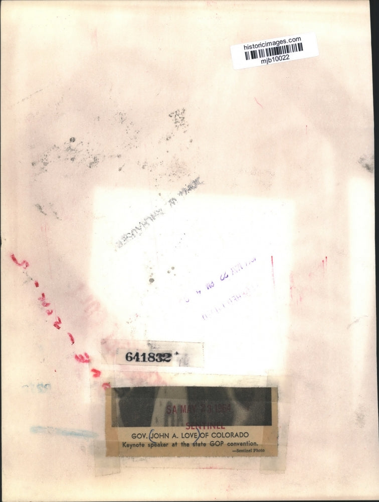 1964 Press Photo Gov. John A. Love giving keynote speech at state GOP convention