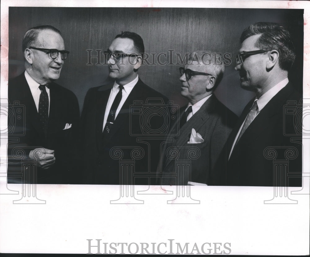 1959 Press Photo Edmund Fitzgerald congratulates new board members in Wisconsin- Historic Images