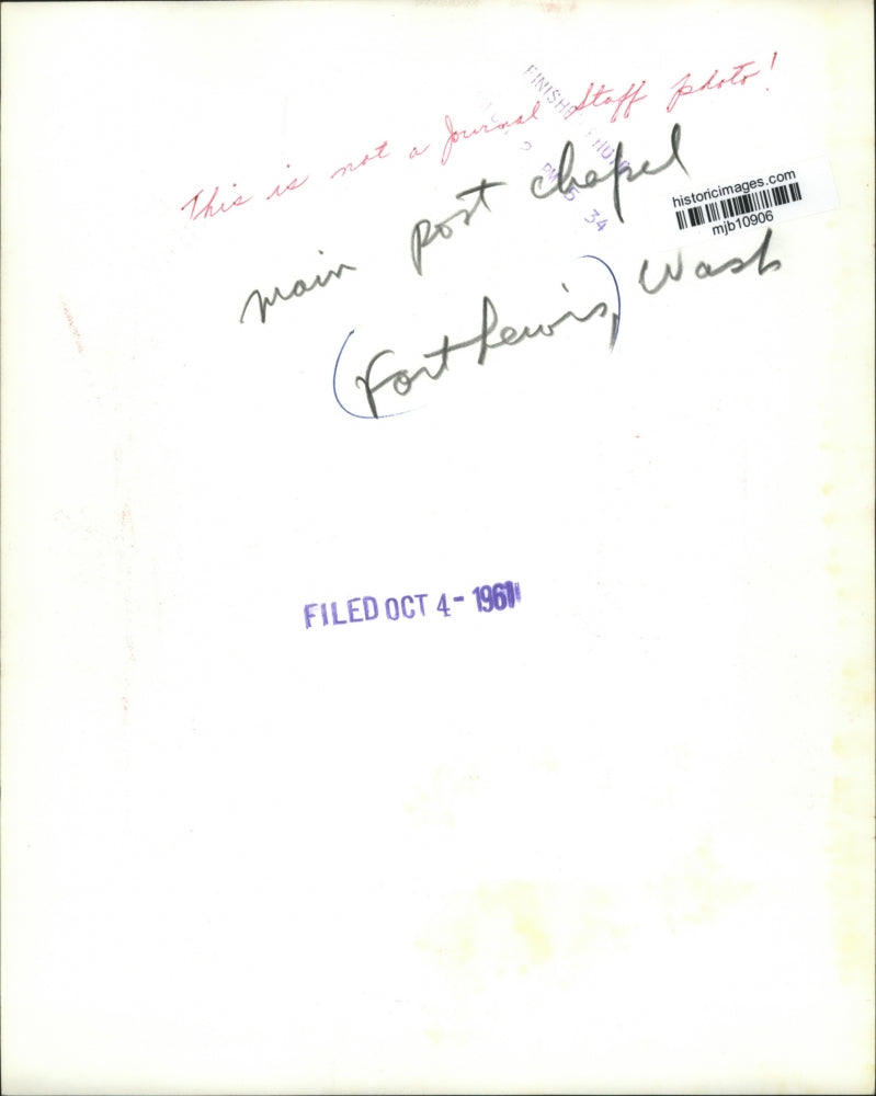 1961 Press Photo Main Post Chapel on Fort Lewis, Washington - mjb10906