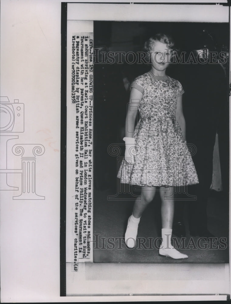 1958 Press Photo Britain&#39;s Princess Anne, 7, in London, England- Historic Images