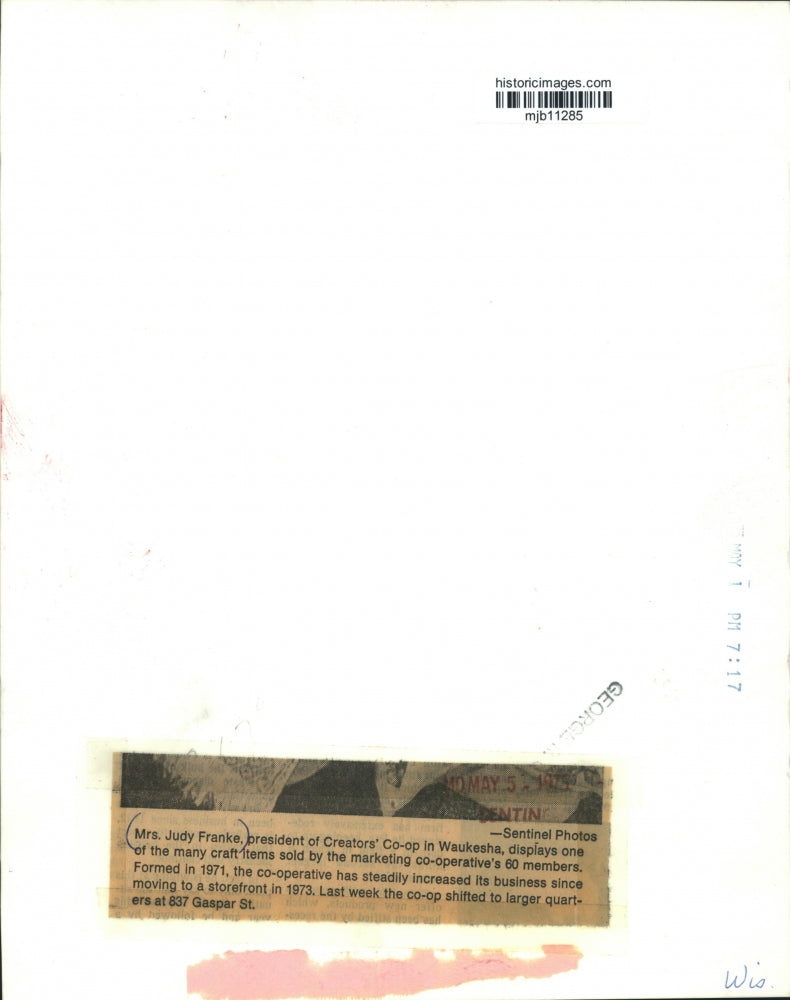 1975 Press Photo Mrs. Judy Franke, president of Creators' Co-op in Waukesha