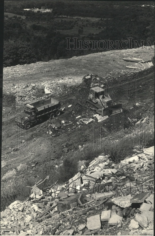 1987 Press Photo Equipment grooming a future ski slope in Franklin, Wisconsin- Historic Images