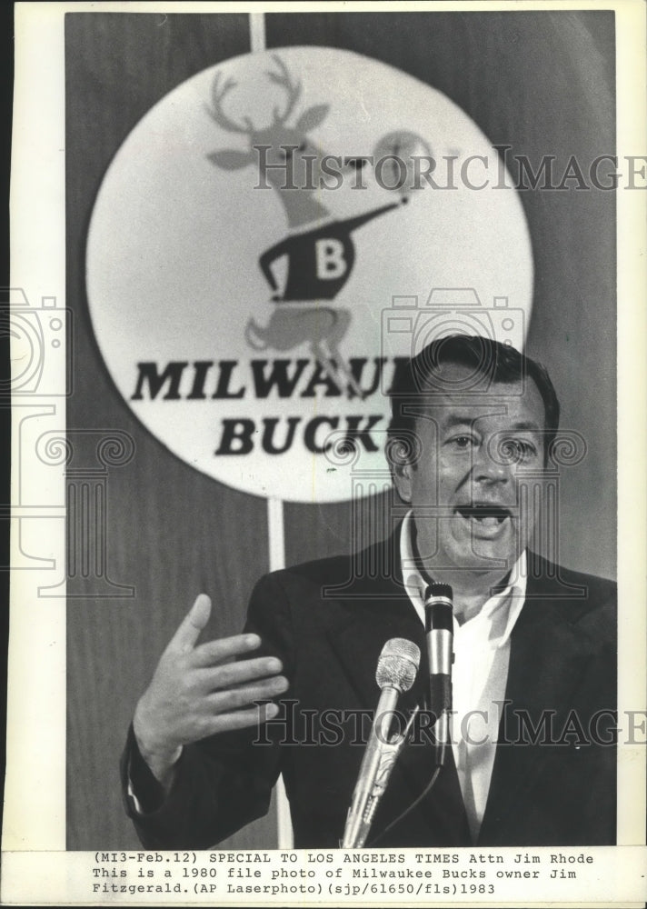 1979 Press Photo NBA Milwaukee Bucks owner Jim Fitzgerald - mjb11491- Historic Images