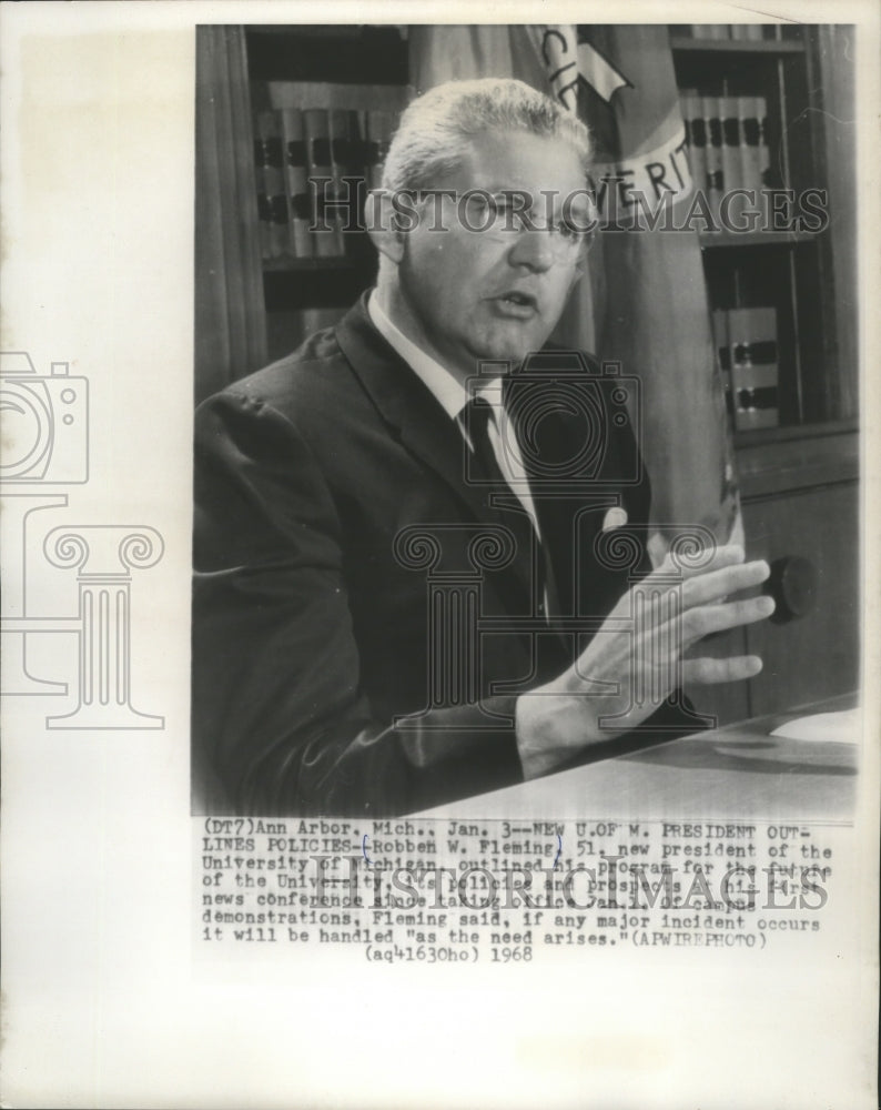1968 Press Photo Robben W. Fleming, 51, new president University of Michigan- Historic Images