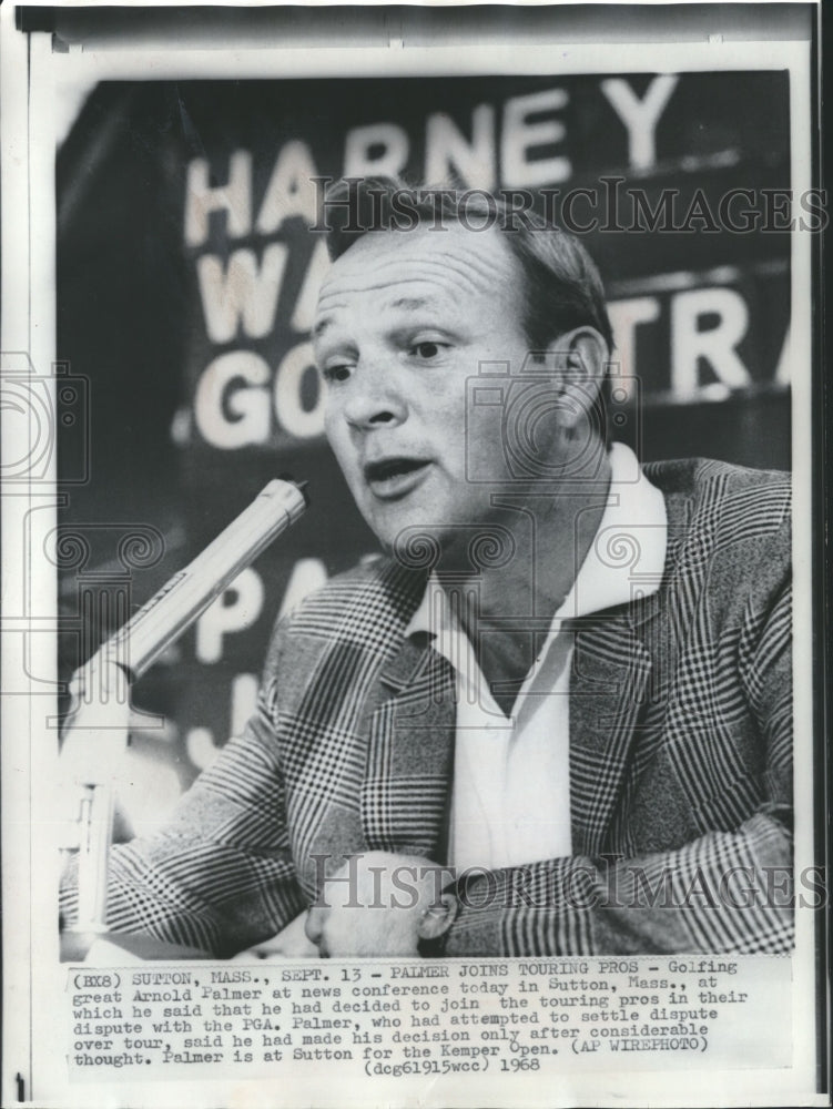 1968 Press Photo Arnold Palmer join a tour player rebellion against the PGA- Historic Images