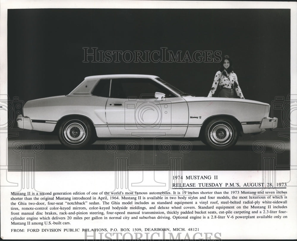 1973 Press Photo The Ghia &quot;Notchback&quot; Sedan of the Mustang II Line- Historic Images