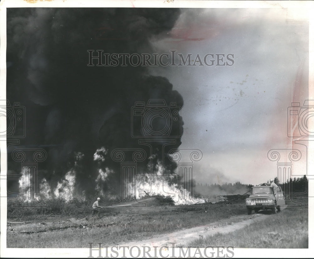 1968 Press Photo Controlled Jack Pine Slash Fires on Stonington Peninsula- Historic Images