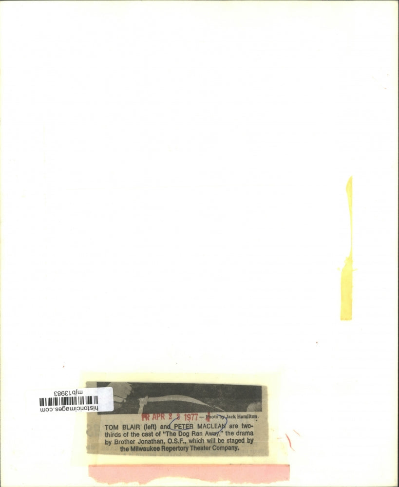 1977 Press Photo Tom Blair and Peter Maclean at Milwaukee Repertory Theater Co.