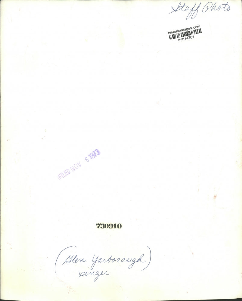 1973 Press Photo Singer Glen Yarborough - mjb14261