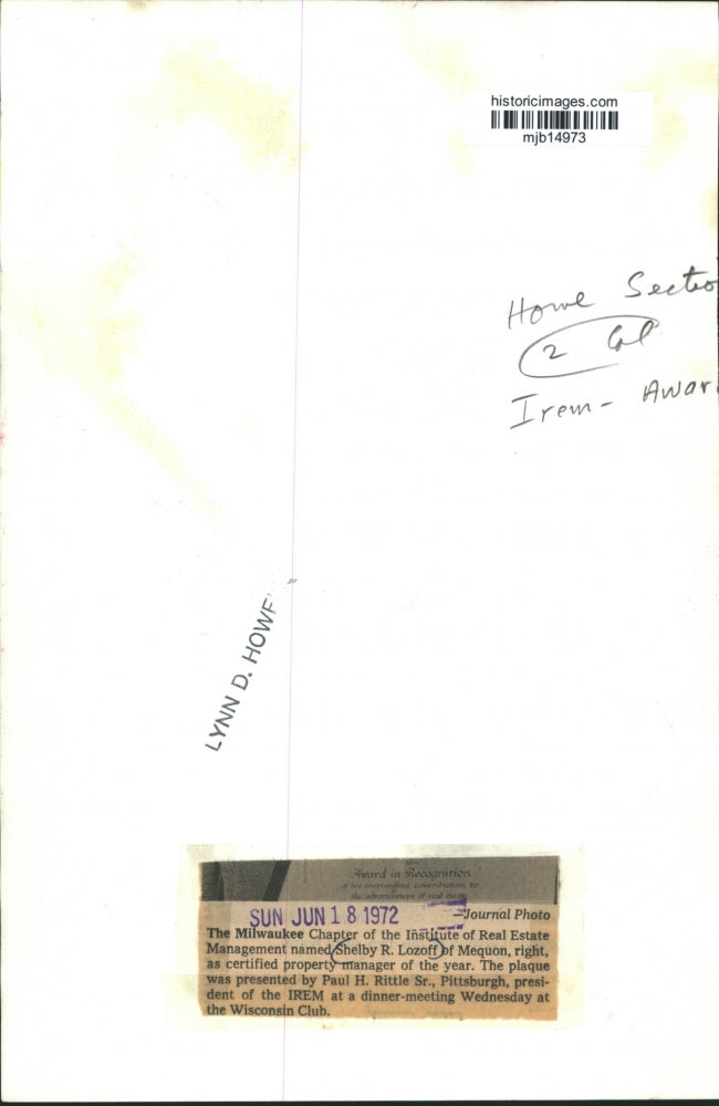 1972 Press Photo Shelby R. Lozoff of Mequon, with Paul H. Rittle of Pittsburgh