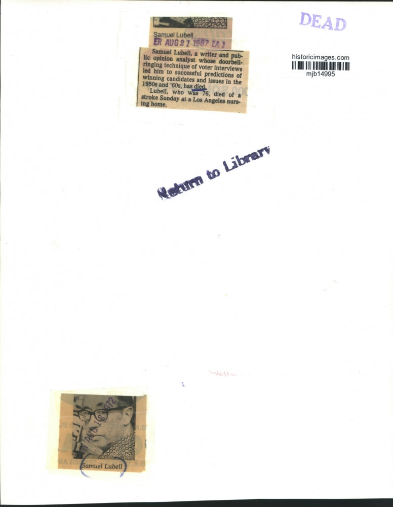 1972 Press Photo Political Pollster Sam Lubell In His Washington Office