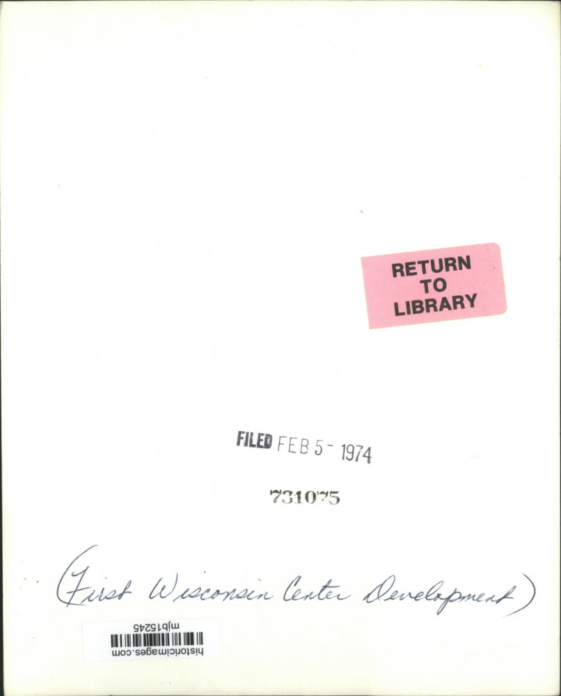 1974 Press Photo First Wisconsin Center Development, Milwaukee - mjb15245