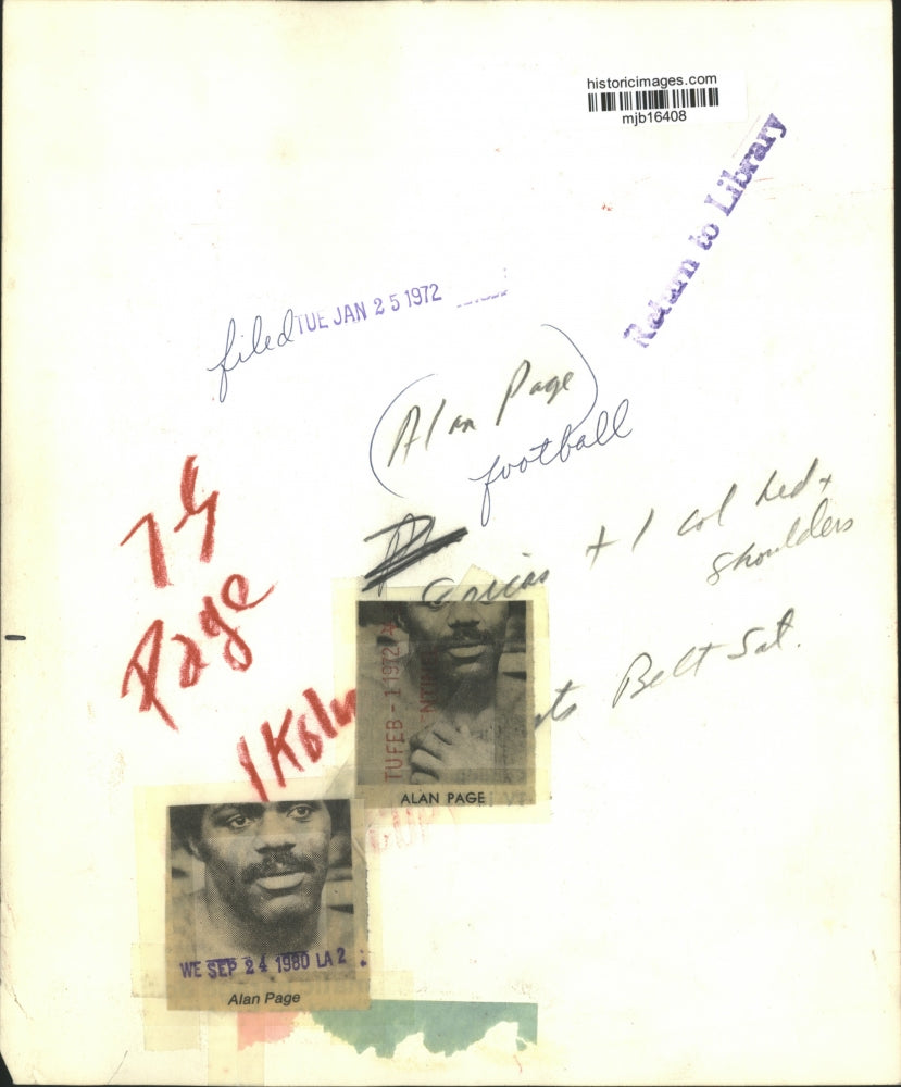 1972 Press Photo Football Player Alan Page - mjb16408