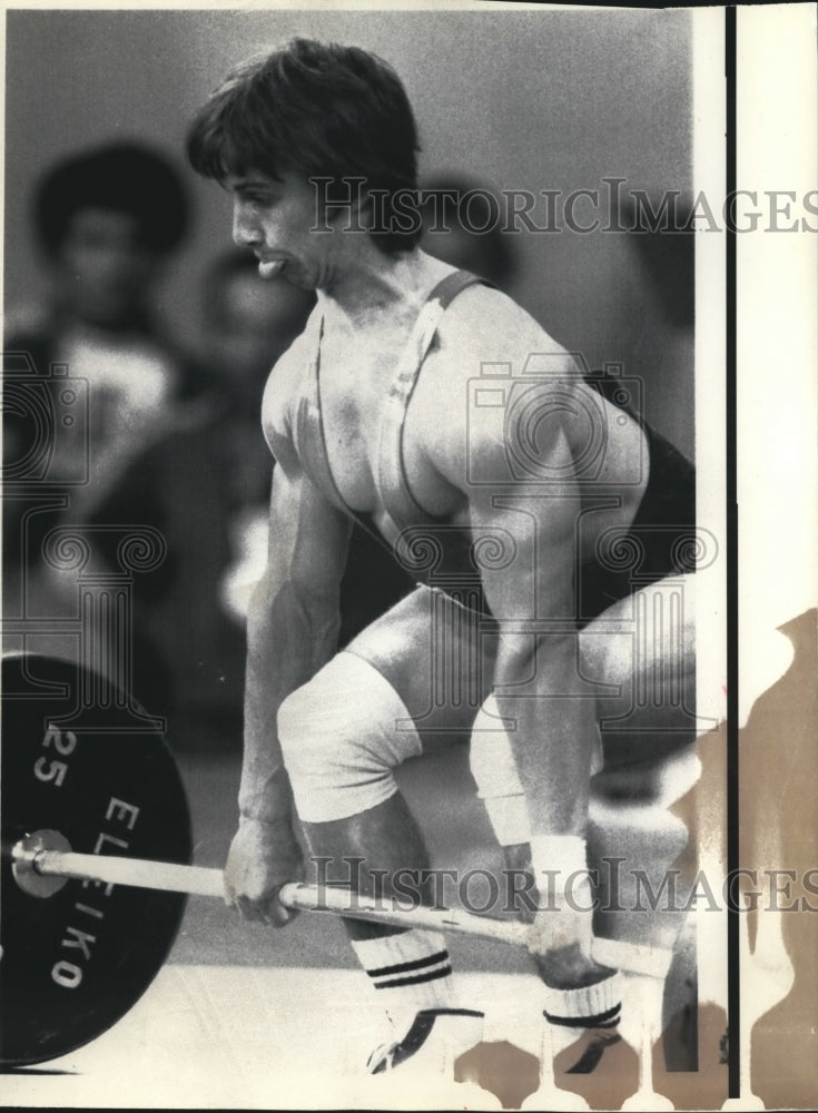 1976 Press Photo Weight Lifter Dominique Bidard at Montreal Summer Olympics- Historic Images