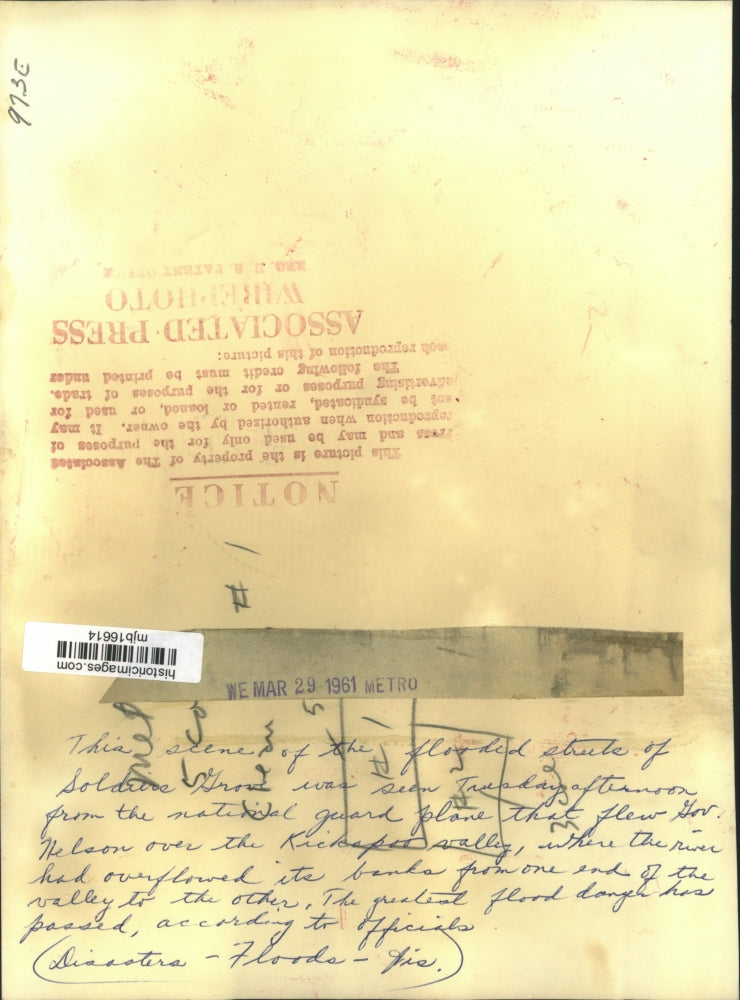 1961 Press Photo Aerial view of flooded Kickapoo valley, Wisconsin. - mjb16614