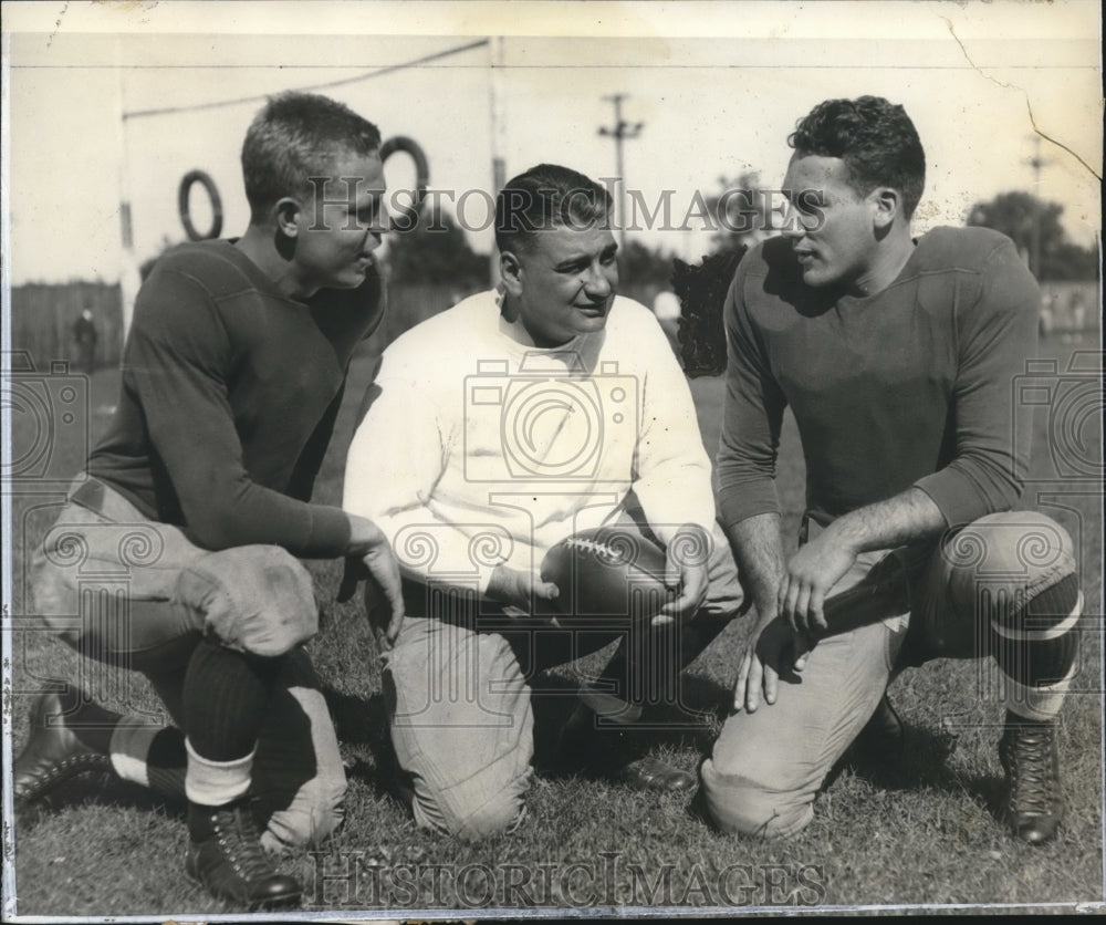 1935 Press Photo Wally Cruice, Lynn Waldorf, Al Lind of Northwestern Football