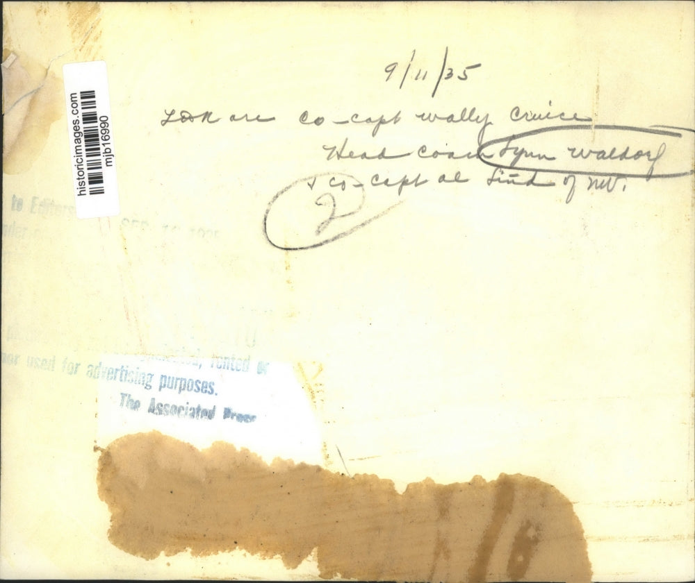 1935 Press Photo Wally Cruice, Lynn Waldorf, Al Lind of Northwestern Football