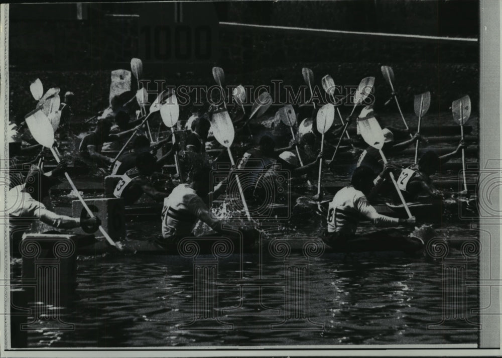 1968 Press Photo Kayak fours competition at the 1968 Olympics, Mexico City.- Historic Images