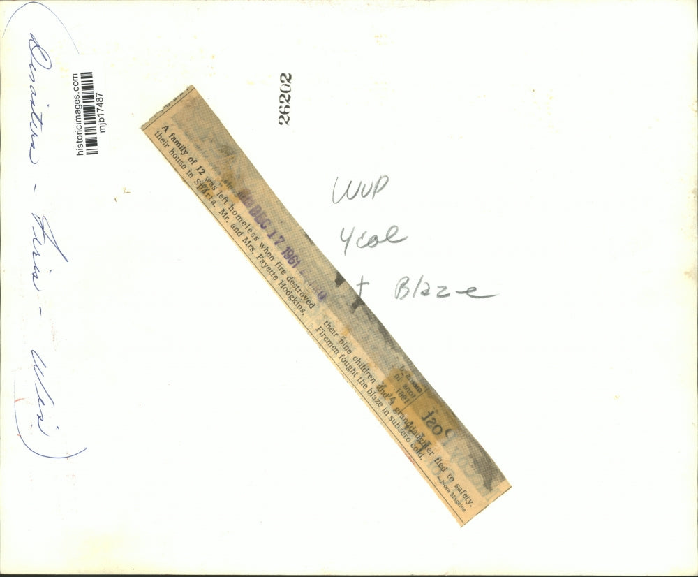 1961 Press Photo Hodgkins Home Destroyed by Fire, Sparta, Wisconsin.