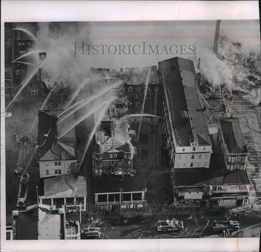 1963 Press Photo Firefighters battled blazes in Atlantic City, New Jersey.
