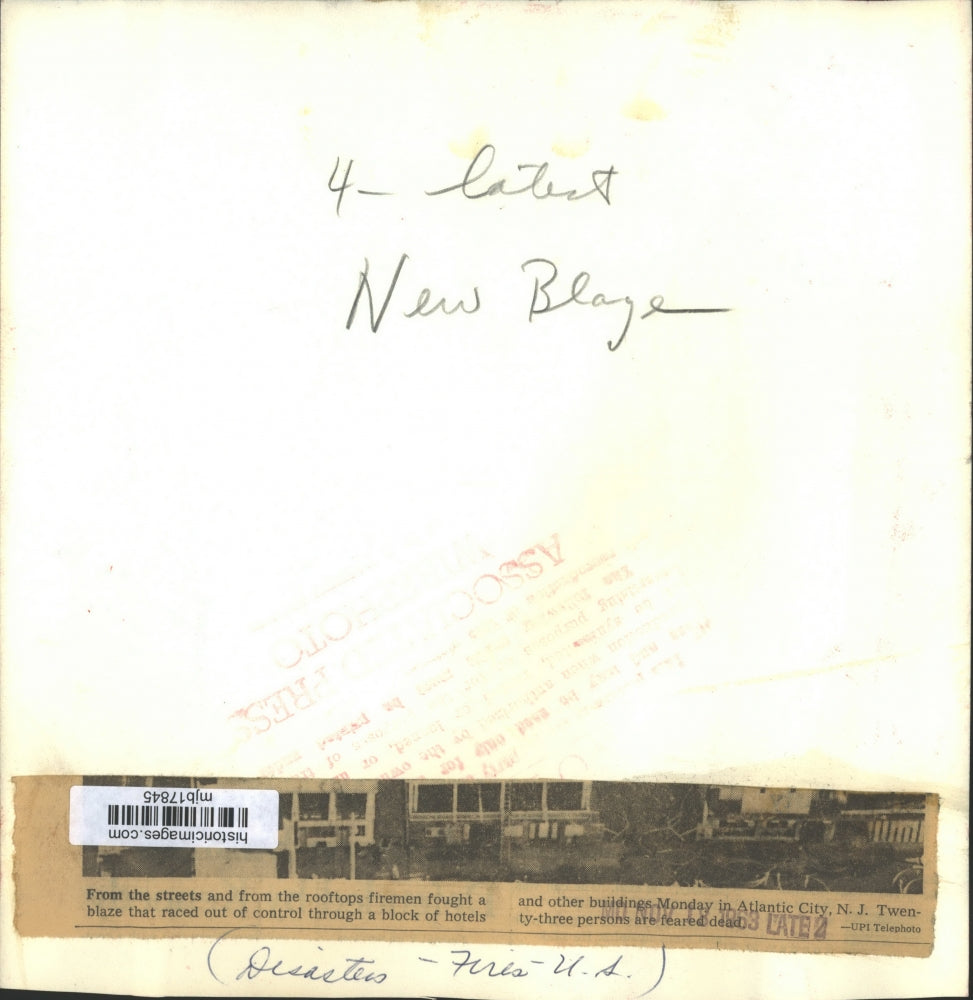 1963 Press Photo Firefighters battled blazes in Atlantic City, New Jersey.