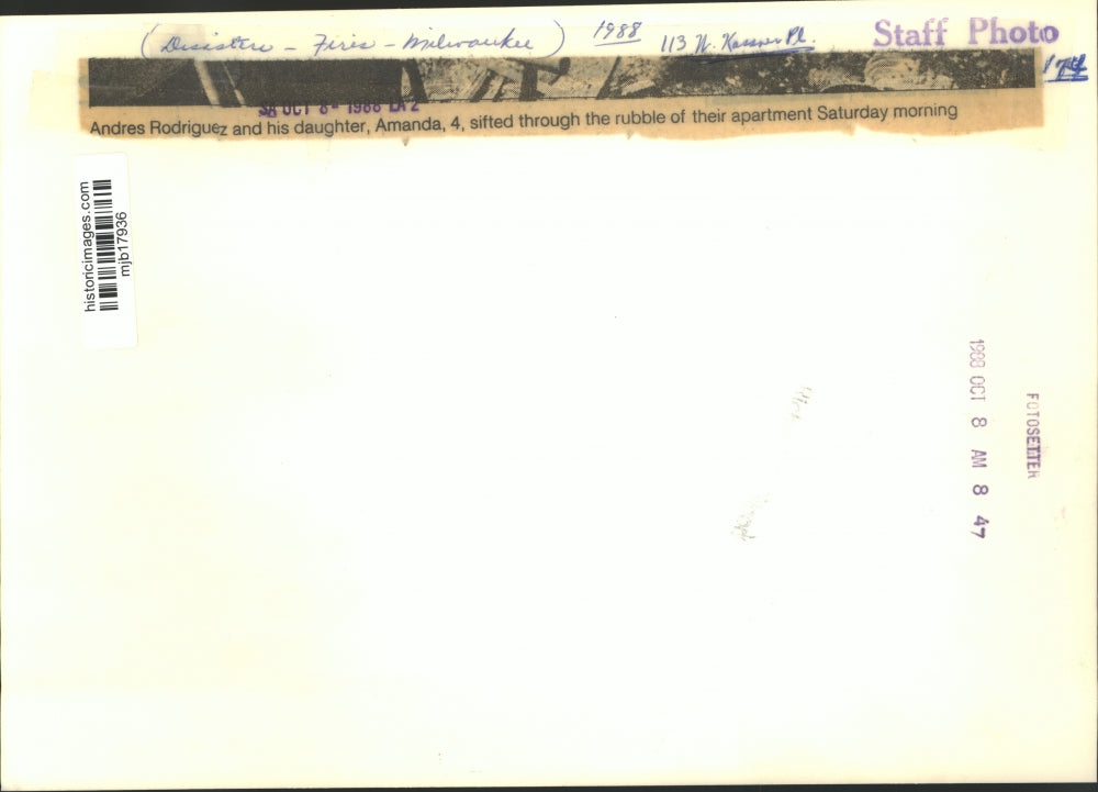 1988 Press Photo Rubble Remains, Father and Daughter Home Destroyed, Milwaukee.