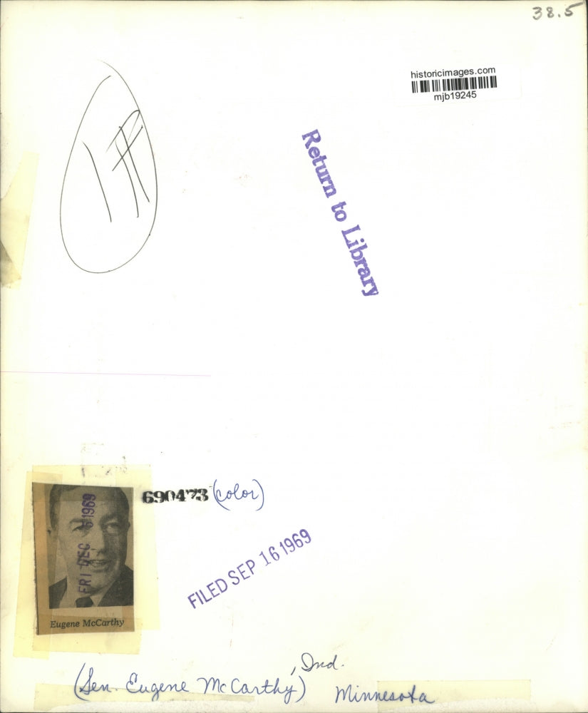 1969 Press Photo Eugene J. McCarthy, U.S. Senator for Minnesota - mjb19245