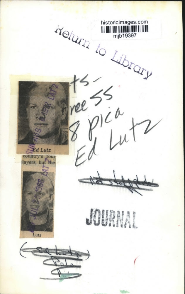 1966 Press Photo Ed Lutz - mjb19397