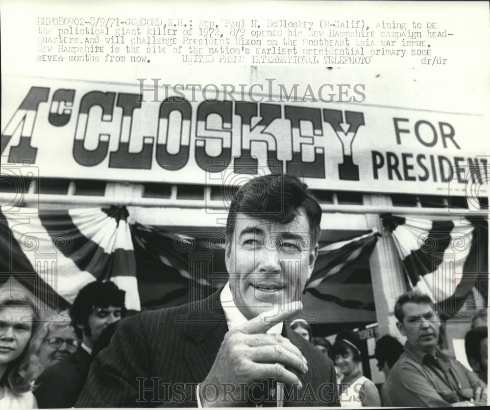 1971 Press Photo Representative Paul McCloskey during his presidential campaing