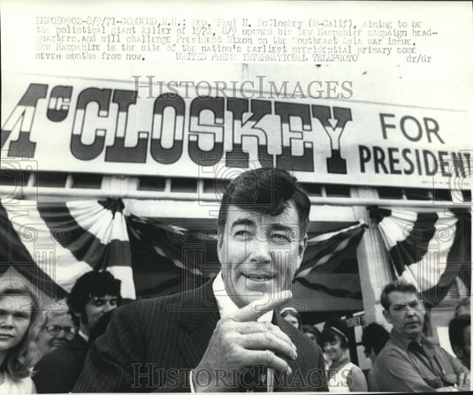 1971 Press Photo Representative Paul McCloskey during his presidential campaing