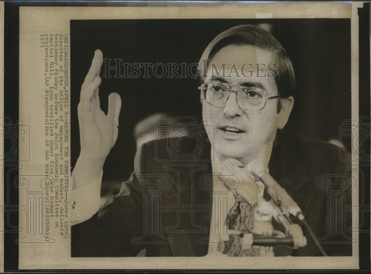 1975 Press Photo James Lynch offers budget projections, Joint Economic Committee