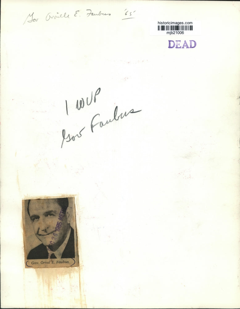 1965 Press Photo Arkansas Governor Orval E. Faubus - mjb21006