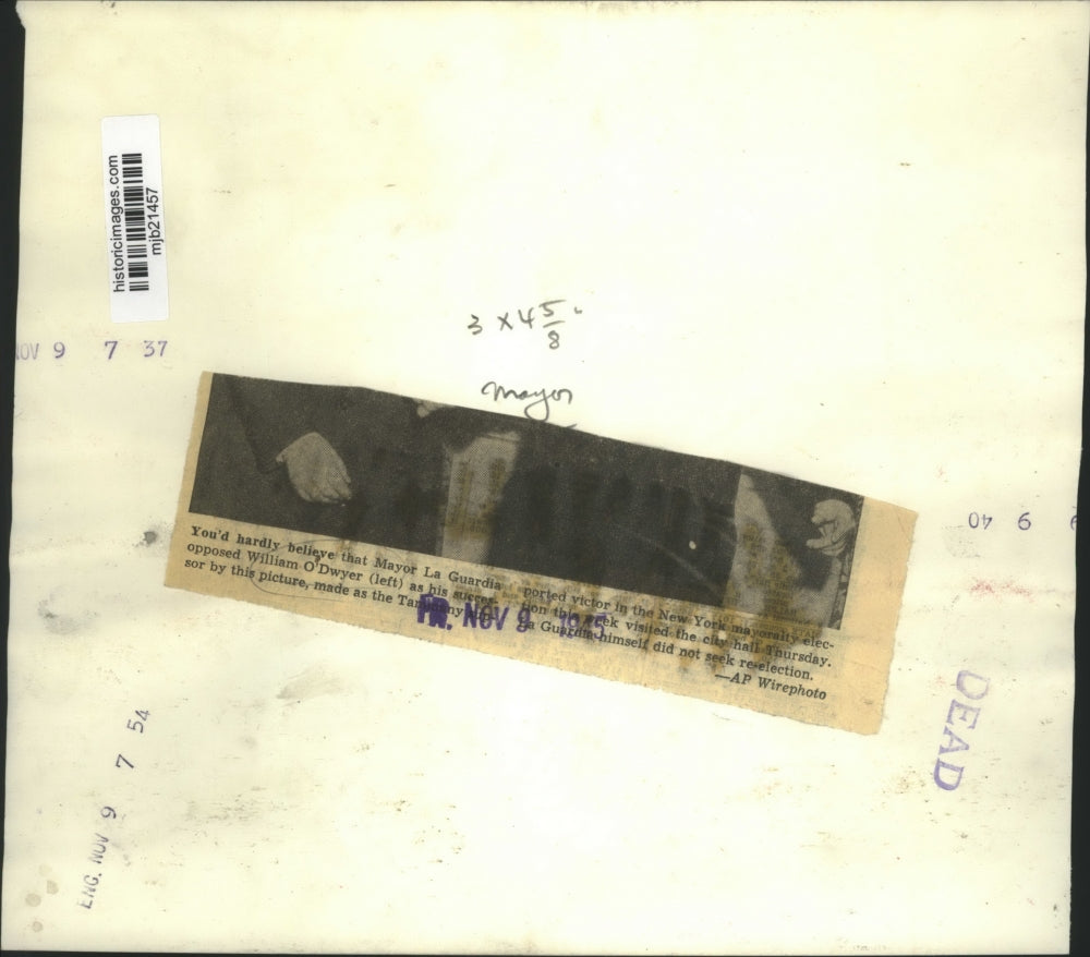 1945 Press Photo Fiorello La Guardia, William O'Dwyer at New York City Hall