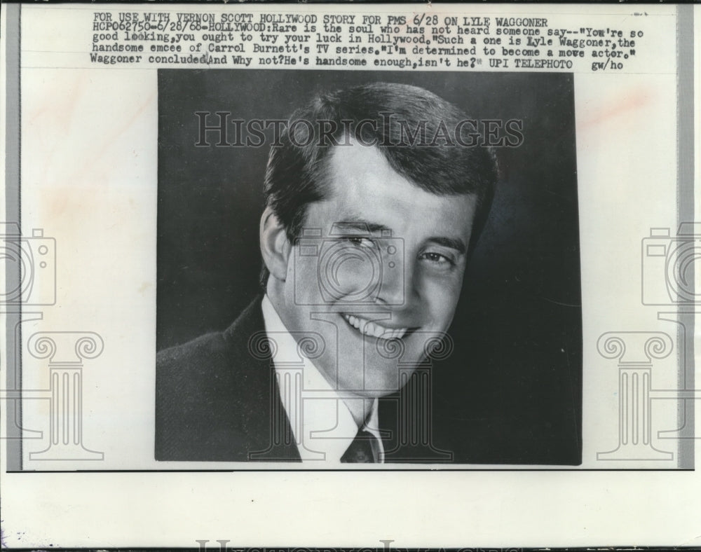 1968 Press Photo Lyle Wagoner, emcee of the Carol Burnett Show - mjb21497
