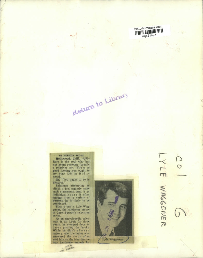 1968 Press Photo Lyle Wagoner, emcee of the Carol Burnett Show - mjb21497