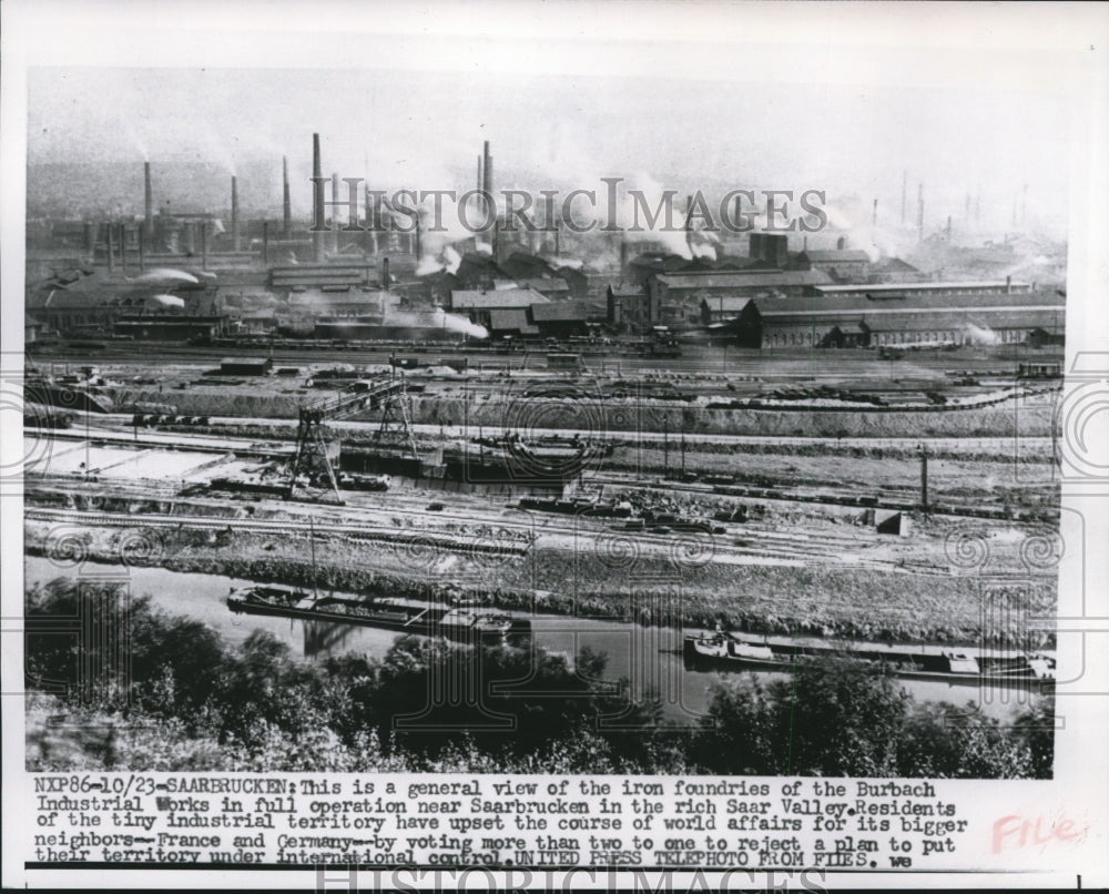 1955 Press Photo Burback Industrial Works in Saarbrucken Germany Near Saar River- Historic Images