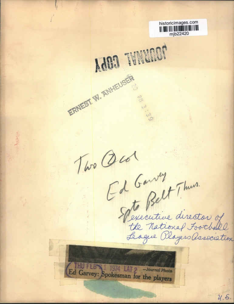 1974 Press Photo Ed Garvey National Football League Player Association Executive