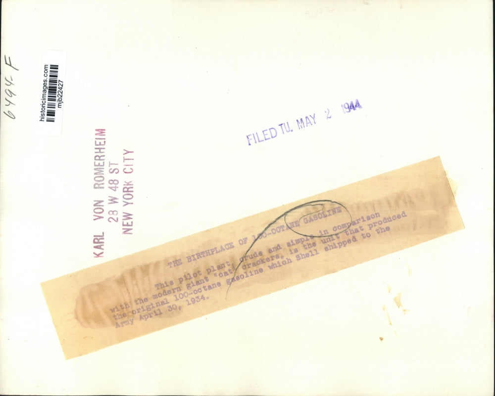 1944 Press Photo Shell Pilot Plant That Produced Original 100-Octane Gasoline