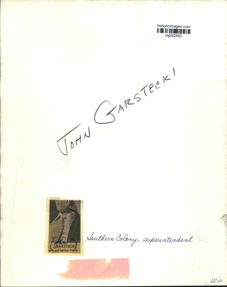 1972 Press Photo John Garstecki, Southern Colony, Superintendent, Wisconsin