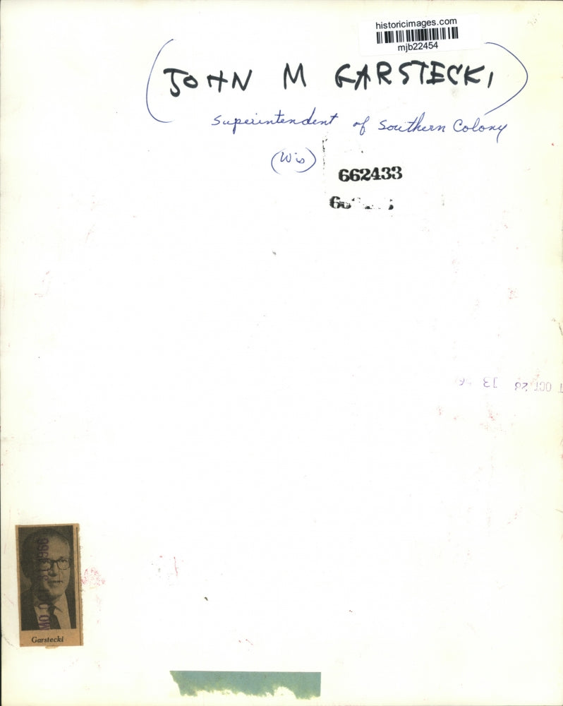 1966 Press Photo John M. Garstecki, Southern Colony, Superintendent, Wisconsin