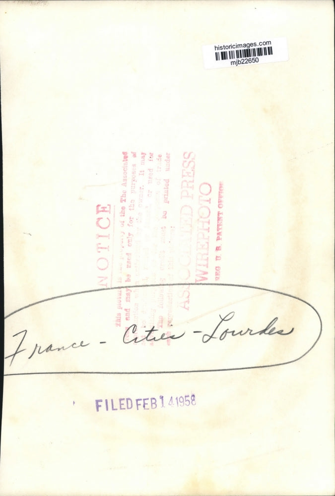 1958 Press Photo Saint Bernadette Centennial Parade in Lourdes, France