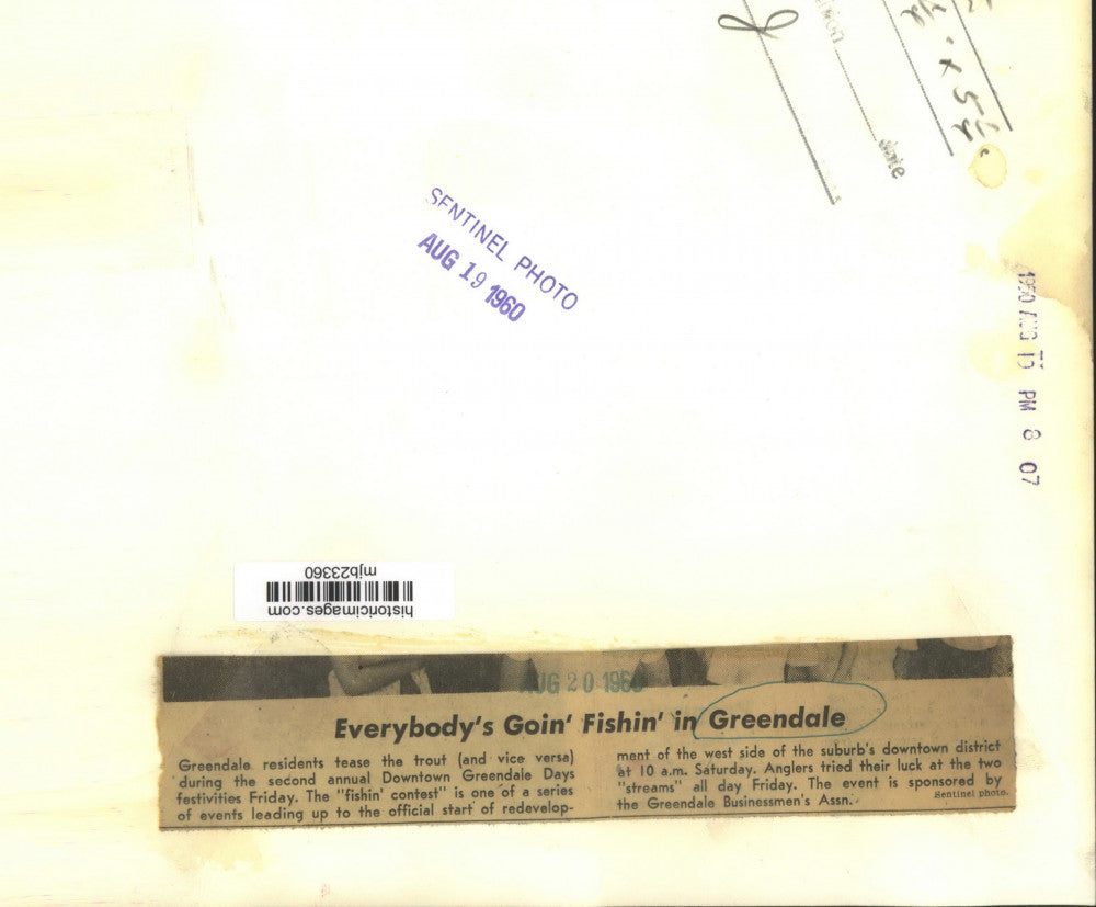 1950 Press Photo Fishing Contest at Downtown Greendale Day, Wisconsin