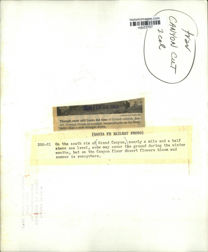 1969 Press Photo View from South Rim of Grand Canyon National Park, Arizona