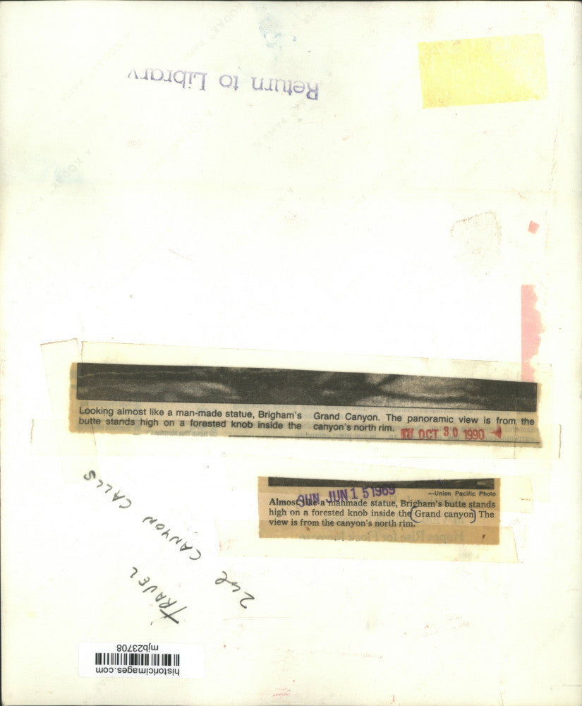 1969 Press Photo Brigham's Butte, Grand Canyon National Park, Arizona