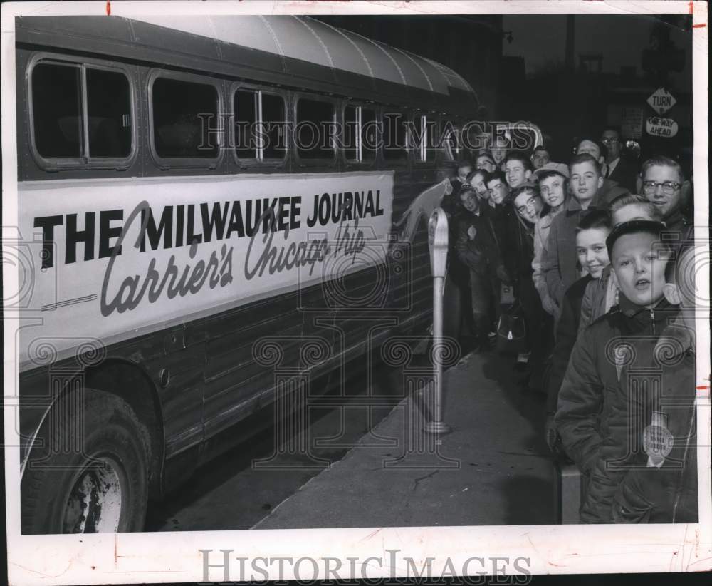 1956 Press Photo Milwaukee Journal Newsboys on Trip to Chicago - mjb23799- Historic Images