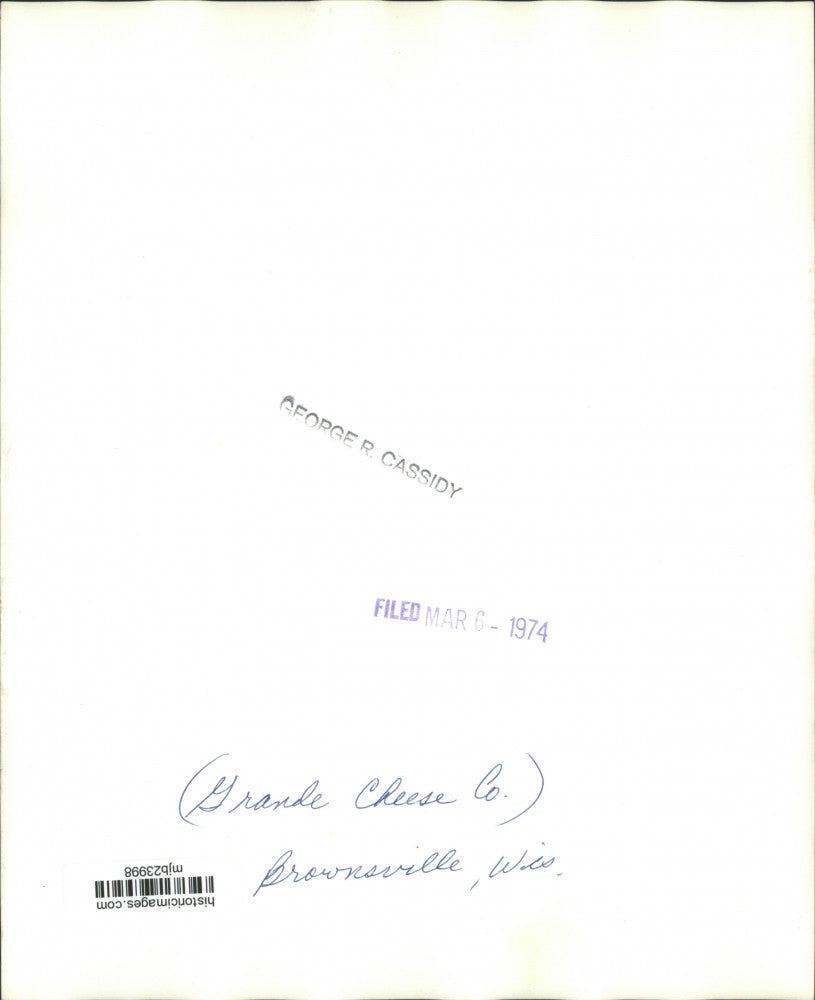 1974 Press Photo Grande Cheese Company located in Brownsville, Wisconsin.